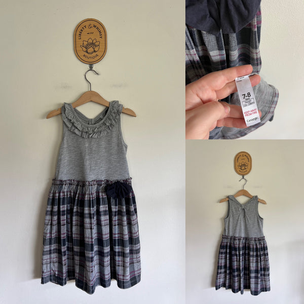 George grey check dress Sz 7-8 as new