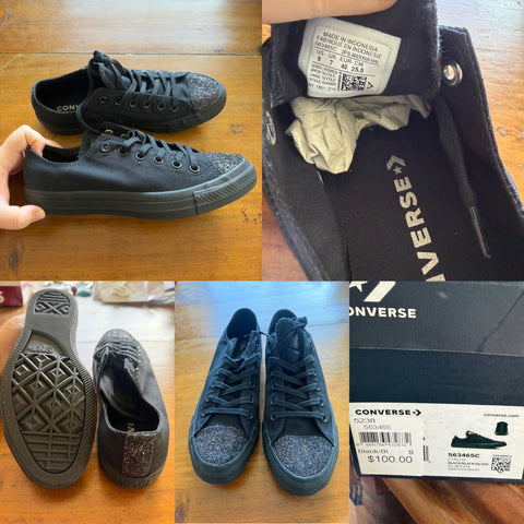 Converse black glitter shoes Sz 9 RRP $100 BNIB