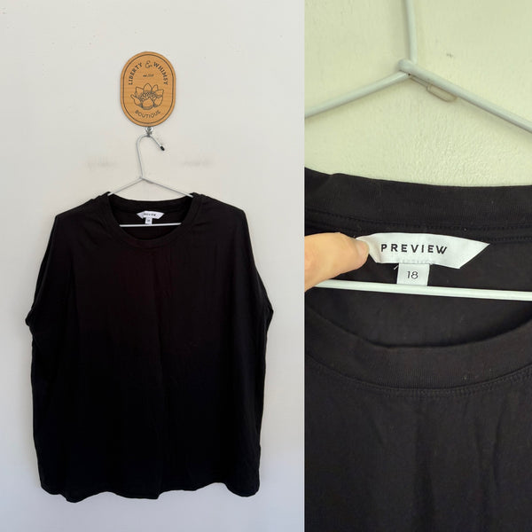 Preview black top with light shoulder pads Sz 18 NWOT