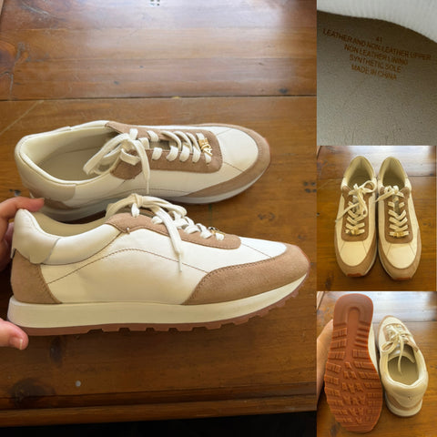 Aje tan/cream runners Sz 41 10 NWOB