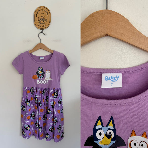 Bluey purple Boo dress Sz 7 as new