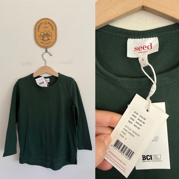 Seed l/s pine green top Sz 5 NWT