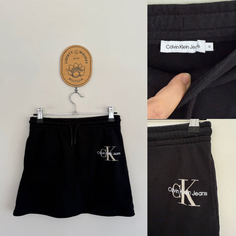 Calvin Klein Jeans black skirt (pullover material) Sz 12 but best fit 10-12 imo, as new/EUC