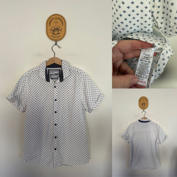 Next white print button up shirt Sz 12 EEUC worn twice