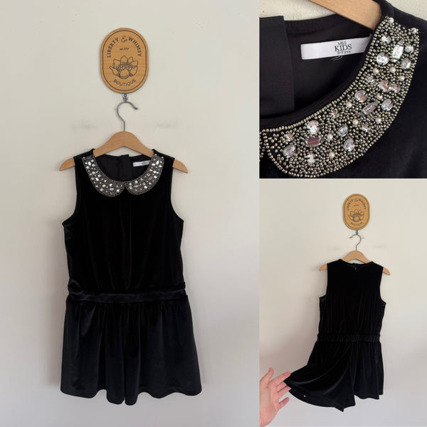 Marks & Spencer black velvet playsuit Sz 8-9 NWOT
