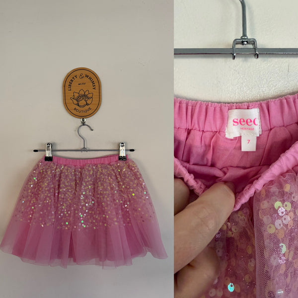 Seed pink tulle sequin skirt Sz 7 as new
