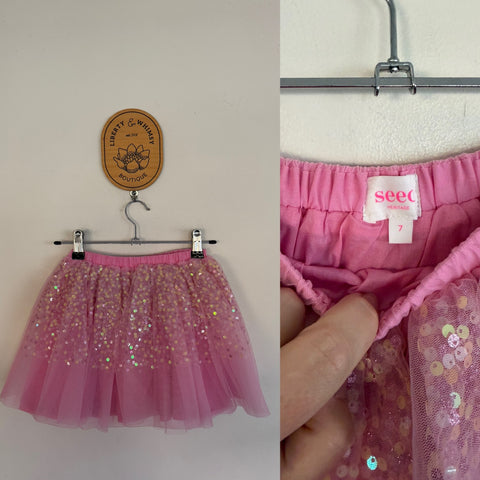 Seed pink tulle sequin skirt Sz 7 as new