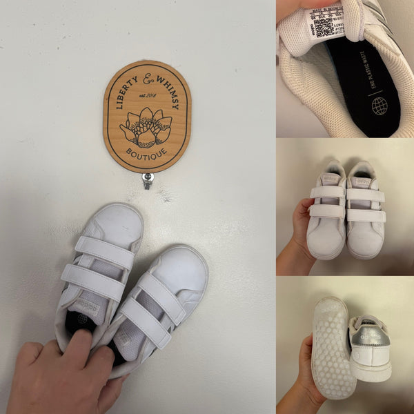 Adidas white runners Sz 9US, 8.5UK VGUC
