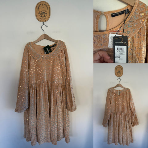 Rock Your Kid taupe velvet sequin dress Sz 12 RRP $119.95 NWT