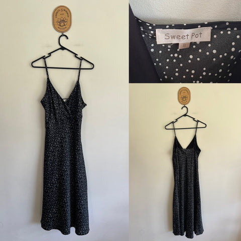 Sweet Pot black/white dots slip dress Sz 8 as new