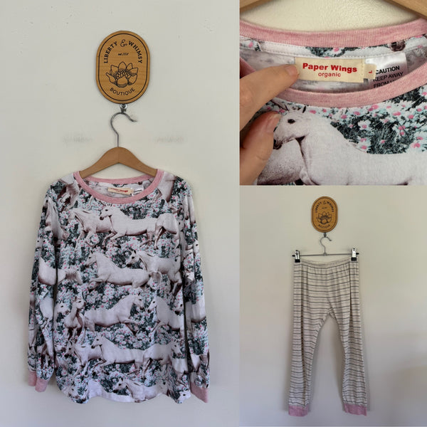 Paper Wings unicorn pj set Sz L (8-10) EUC/VGUC