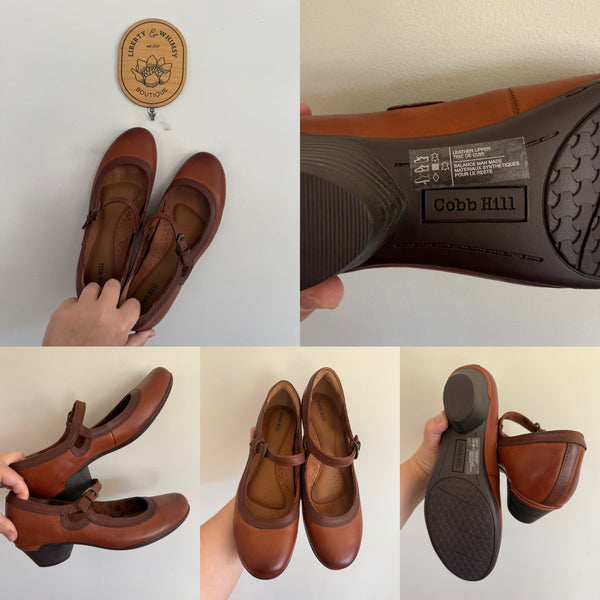 Cob Hill bark leather Mary Jane pumps Sz 10 RRP $169.99 NWOB