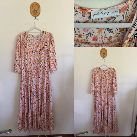 Petal + Pup 3/4 sleeve cream floral dress Sz XL RRP $99 NWOT
