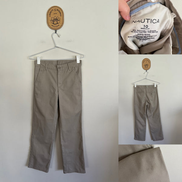 Nautica stone chino pants Sz 10 as new with small mark on knee