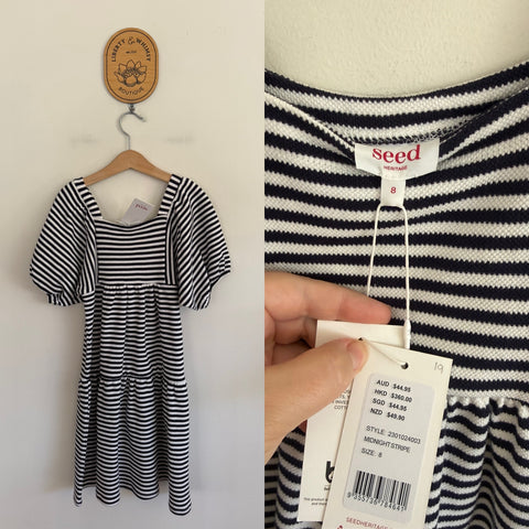 Seed midnight stripe dress Sz 8 RRP $44.95 NWT