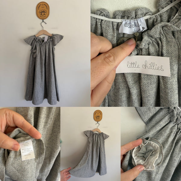 Little Chillies grey wool/viscose dress Sz 6 NWT