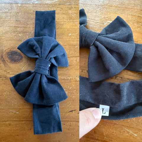 Black Sz L bow 21.5cm 1-3y NWOT