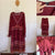 City Chic l/s dark pink print ruffle dress Sz L 20 NWOT