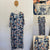 Sara blue leaf print dress Sz 16 as new worn once