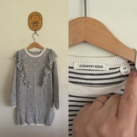 Country Road l/s stripe spot dress Sz 8 as new