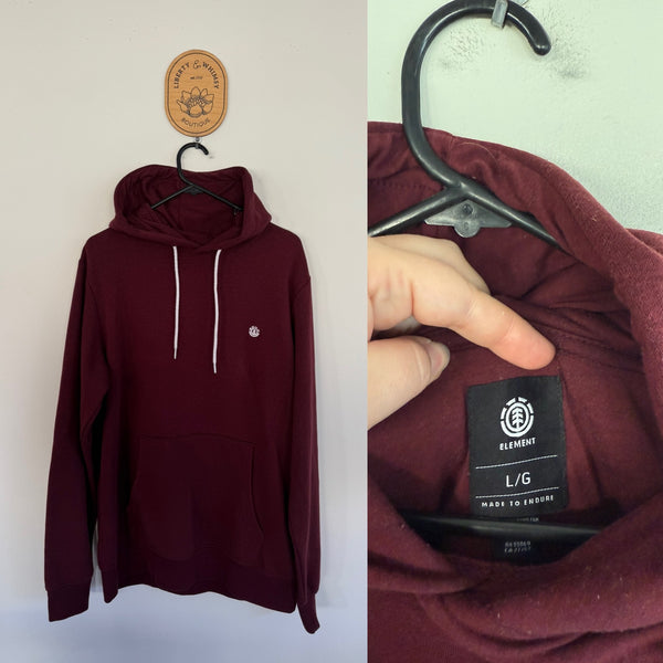 Element burgundy fleece hoodie Sz L EEUC only worn once