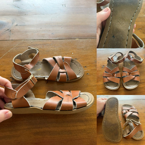 Saltwater tan sandals Sz 12 VGUC