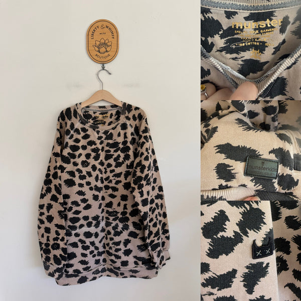 Munster tan print jumper Sz 14 EUC