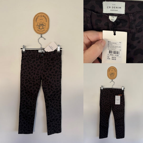 Country Road charcoal leopard jeans Sz 5 RRP $49.95 NWT