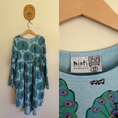 Minti l/s peacock dress Sz 12 EUC