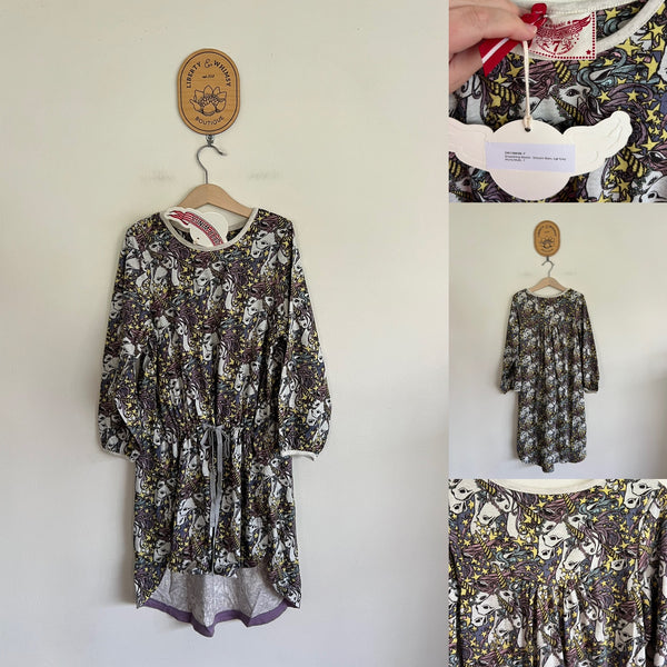 Paper Wings unicorn stars drawstring dress Sz 7 (generous) NWT
