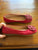 Hush Puppies Selena red nubuck flats Sz 8.5 RRP $119.95 as new, storage mark as pictured