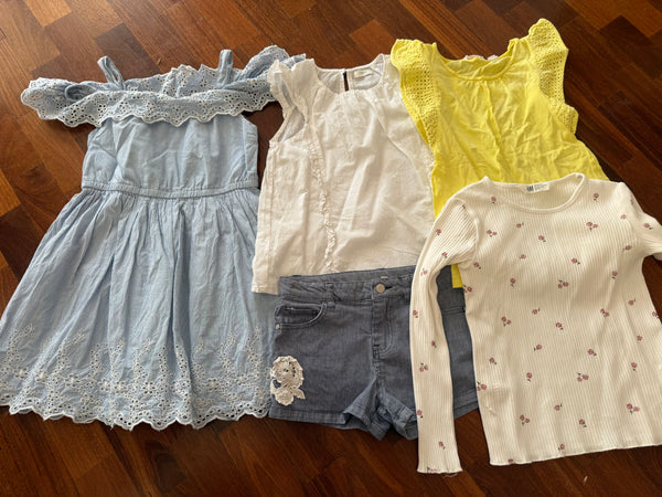 6pc sizes 6 and 7 girls clothes play bundle - Primark, H&M, Country Road, Next, Milkshake, Paper Wings
