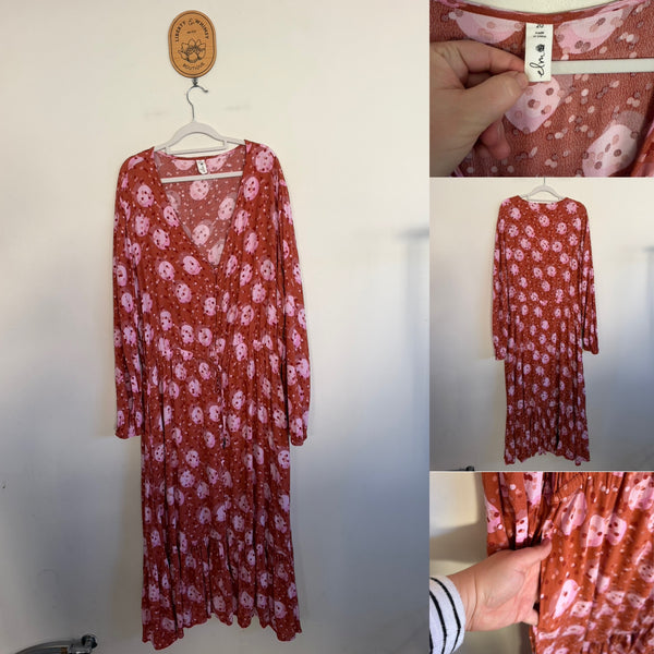 Elm l/s button up pocket dress Sz 20 EEUC