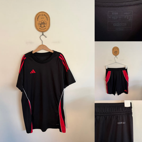 Adidas 2pc top and shorts set Sz 13-14 EEUC
