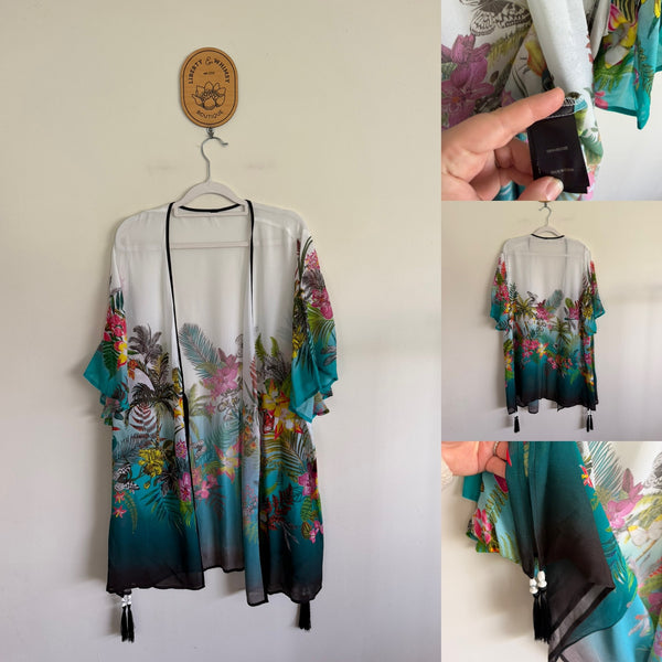 Taking Shape tropical kimono Sz 14-16 NWOT but tags cut
