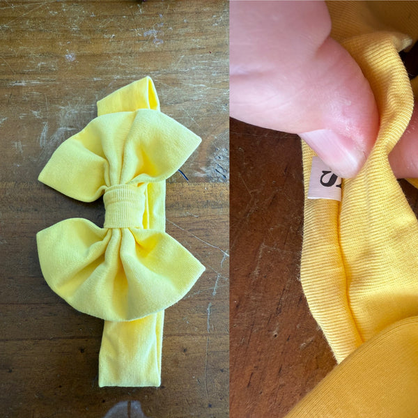 Yellow Sz S bow 17cm 0-6m NWOT