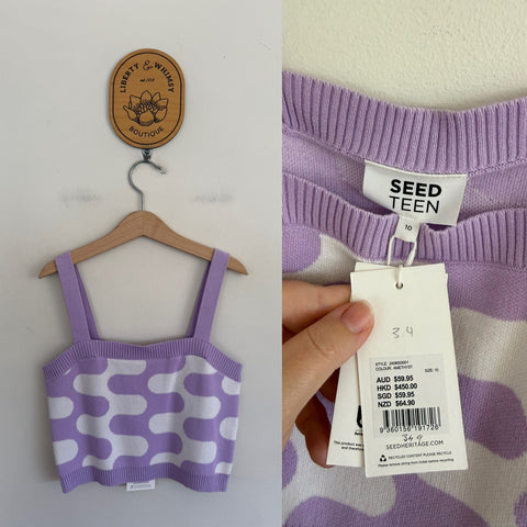 Seed Teen amethyst top Sz 10 RRP $59.95 NWT
