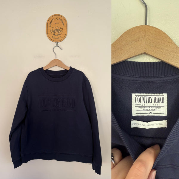 Country Road navy fleece jumper Sz 10 as new
