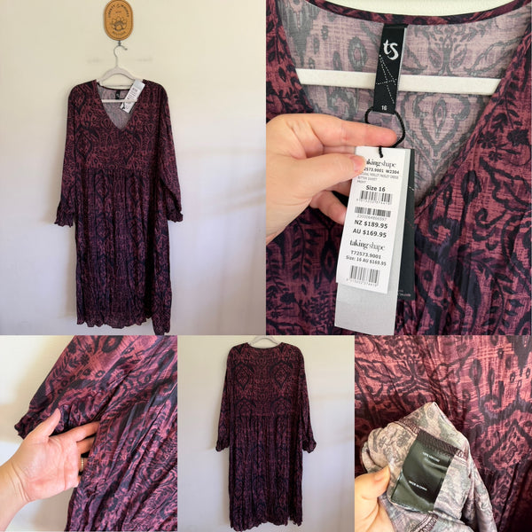 Taking Shape Merlot paisley dress Sz 16 RRP $169.95 NWT