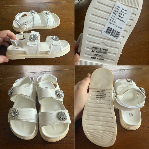 Seed white diamanté sandals Sz 29 NWT