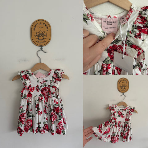 Designer Kidz pearl floral Hazel dress Sz 00 NWT