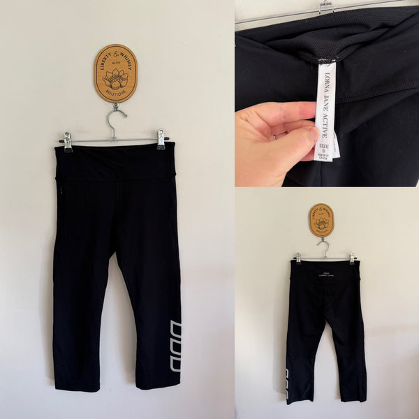Lorna Jane black 3/4 pants Sz S as new/EUC