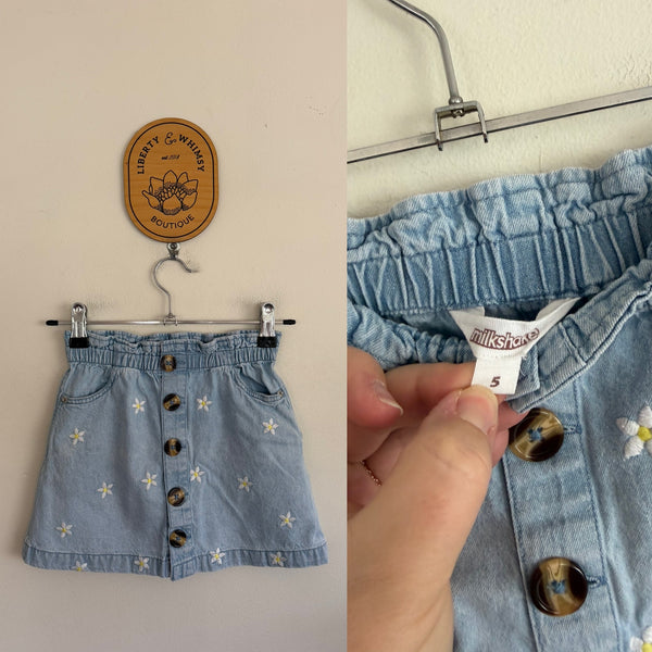 Milkshake denim daisy skirt Sz 5 VGUC