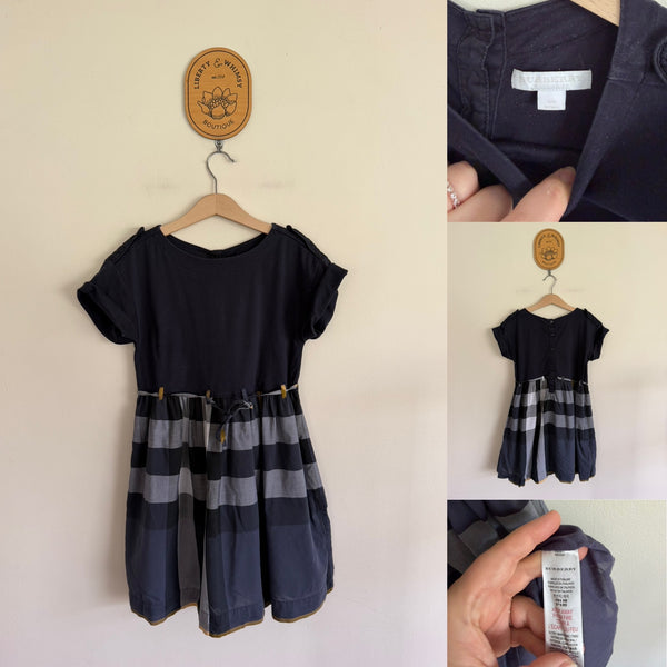 Burberry navy tartan dress Sz 10 GUC - wash fade