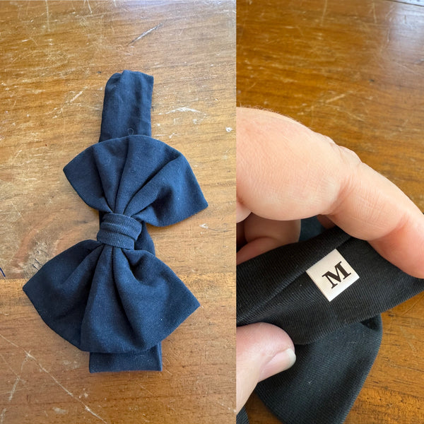 Black Sz M bow 19cm 6-12m NWOT