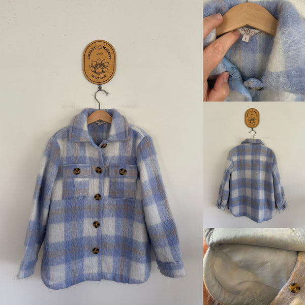 Switch Girls fluffy check jacket Sz 8 as new/EUC