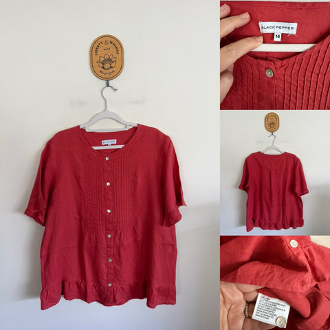 Black Pepper linen blouse Sz 14 as new