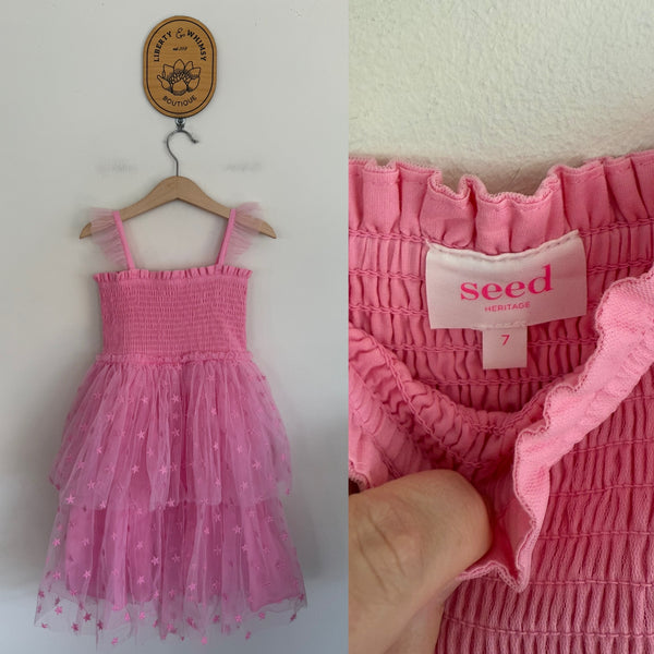 Seed pink star dress Sz 7 as new/NWOT - looks unworn