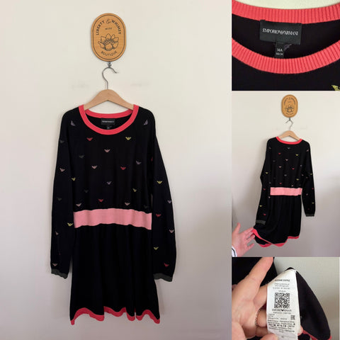 Emporio Armani Jnr l/s black knit dress Sz 14 (small fit) as new
