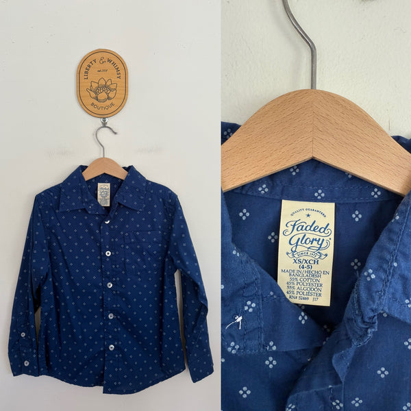 Faded Glory l/s button up shirt Sz 4-5 as new